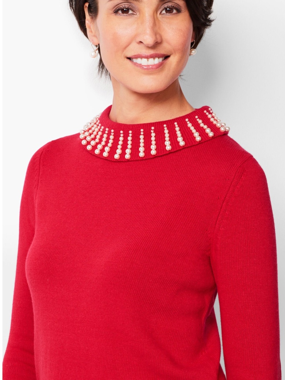 NWT Talbots Sabrina Turtleneck Sweater with Pearl Embellished Collar Medium